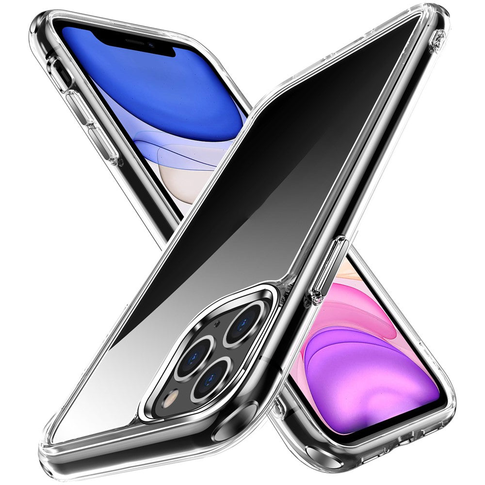 Crystal Clear TPU + PC Hybrid Phone Cover for iPhone 11 Pro Max 6.5 Inch, Electroplating High Transparency Mobile Phone Accessory