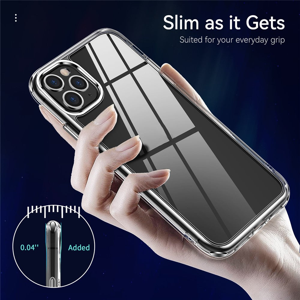 Crystal Clear TPU + PC Hybrid Phone Cover for iPhone 11 Pro Max 6.5 Inch, Electroplating High Transparency Mobile Phone Accessory