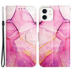 YB Pattern Printing Leather Series-5 for iPhone 12 6.1 inch/12 Pro 6.1 inch Marble Pattern Shockproof PU Leather Wallet Stand Case