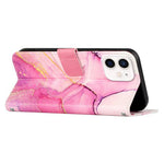 YB Pattern Printing Leather Series-5 for iPhone 12 6.1 inch/12 Pro 6.1 inch Marble Pattern Shockproof PU Leather Wallet Stand Case