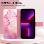 YB Pattern Printing Leather Series-5 for iPhone 12 6.1 inch/12 Pro 6.1 inch Marble Pattern Shockproof PU Leather Wallet Stand Case