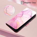 YB Pattern Printing Leather Series-5 for iPhone 12 6.1 inch/12 Pro 6.1 inch Marble Pattern Shockproof PU Leather Wallet Stand Case