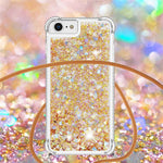 For iPhone SE (2022) / SE (2020) / 6 / 7 / 8 TPU Case Quicksand Design Phone Cover with Lanyard