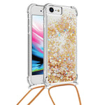 For iPhone SE (2022) / SE (2020) / 6 / 7 / 8 TPU Case Quicksand Design Phone Cover with Lanyard