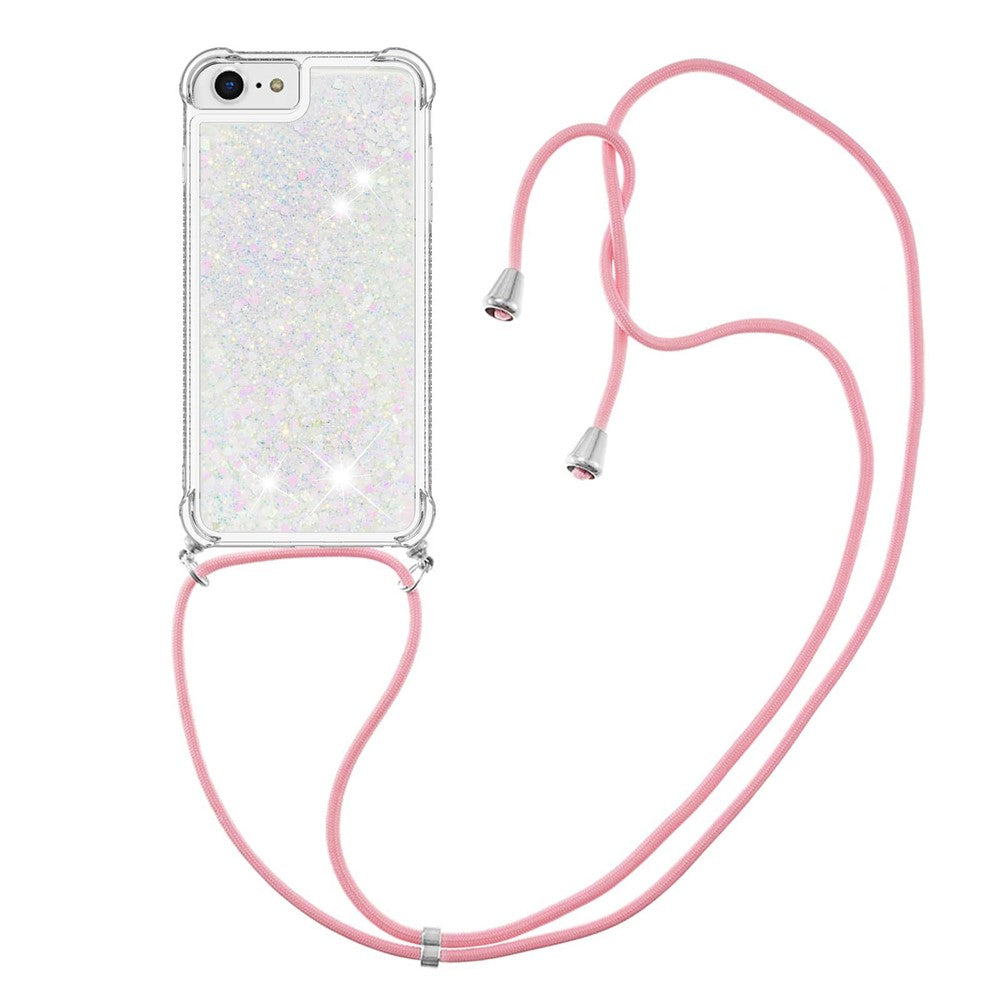For iPhone SE (2022) / SE (2020) / 6 / 7 / 8 TPU Case Quicksand Design Phone Cover with Lanyard