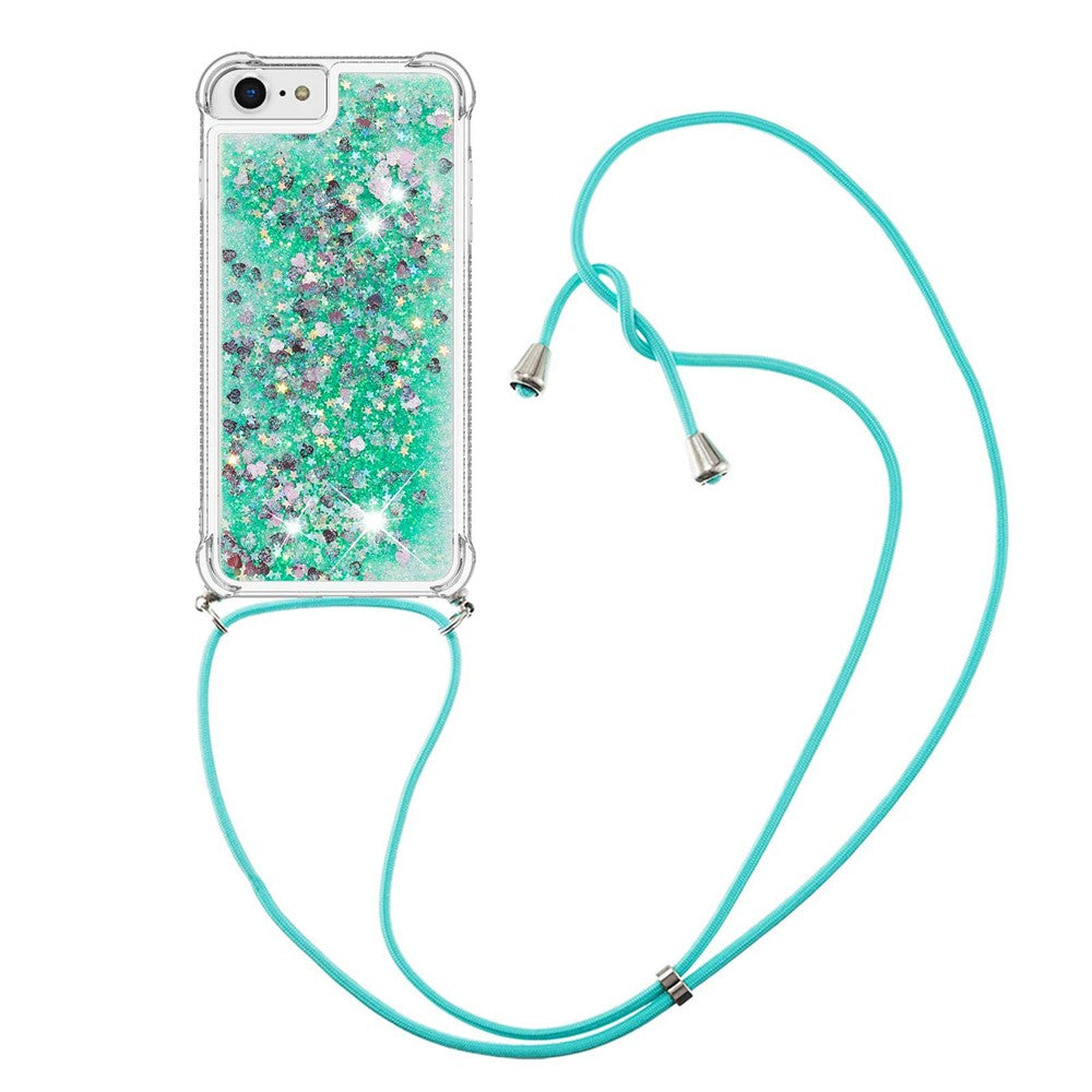 For iPhone SE (2022) / SE (2020) / 6 / 7 / 8 TPU Case Quicksand Design Phone Cover with Lanyard