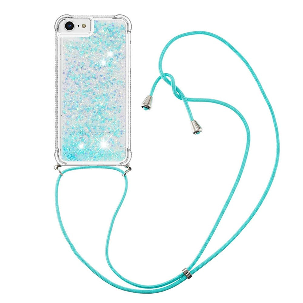 For iPhone SE (2022) / SE (2020) / 6 / 7 / 8 TPU Case Quicksand Design Phone Cover with Lanyard