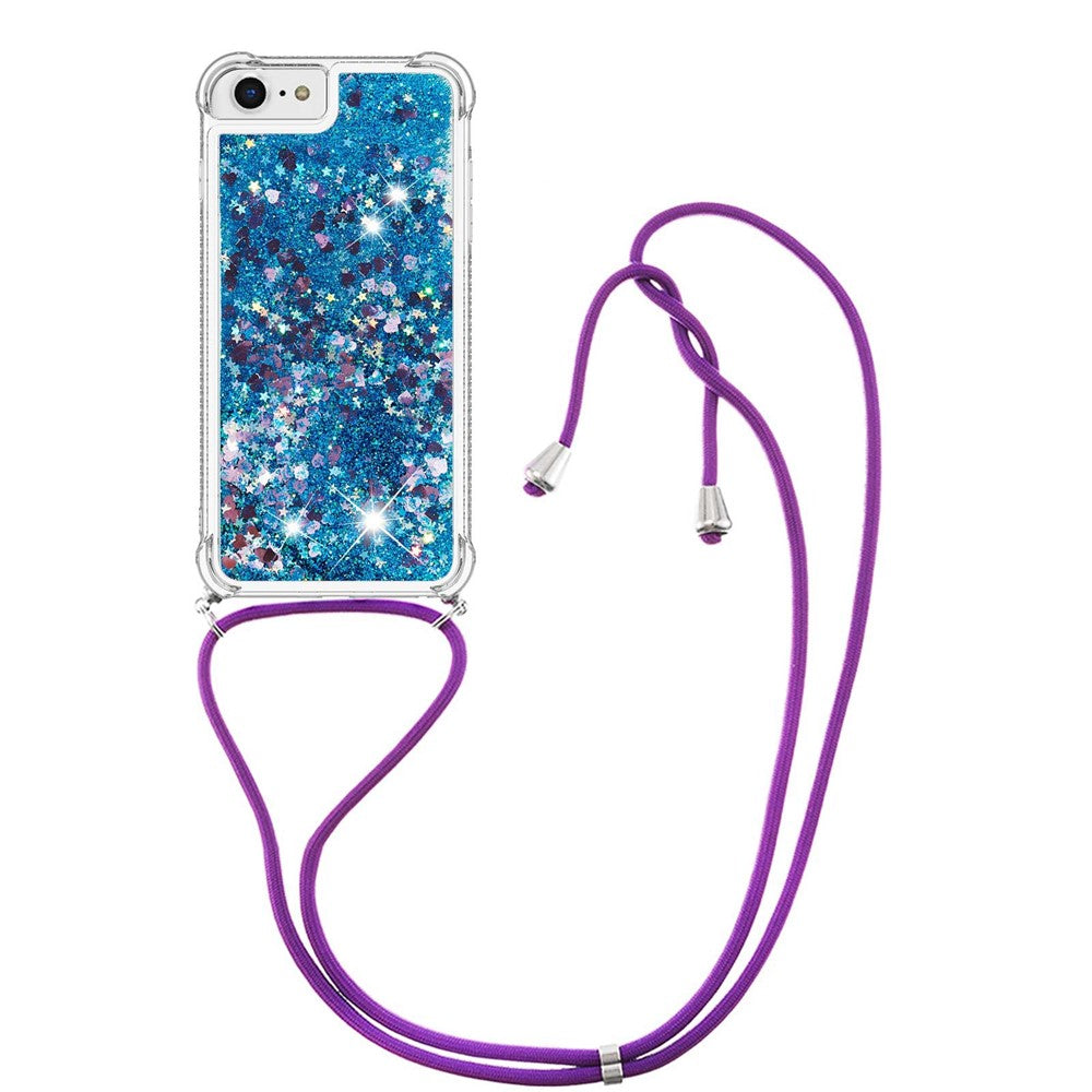 For iPhone SE (2022) / SE (2020) / 6 / 7 / 8 TPU Case Quicksand Design Phone Cover with Lanyard