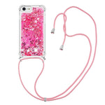 For iPhone SE (2022) / SE (2020) / 6 / 7 / 8 TPU Case Quicksand Design Phone Cover with Lanyard