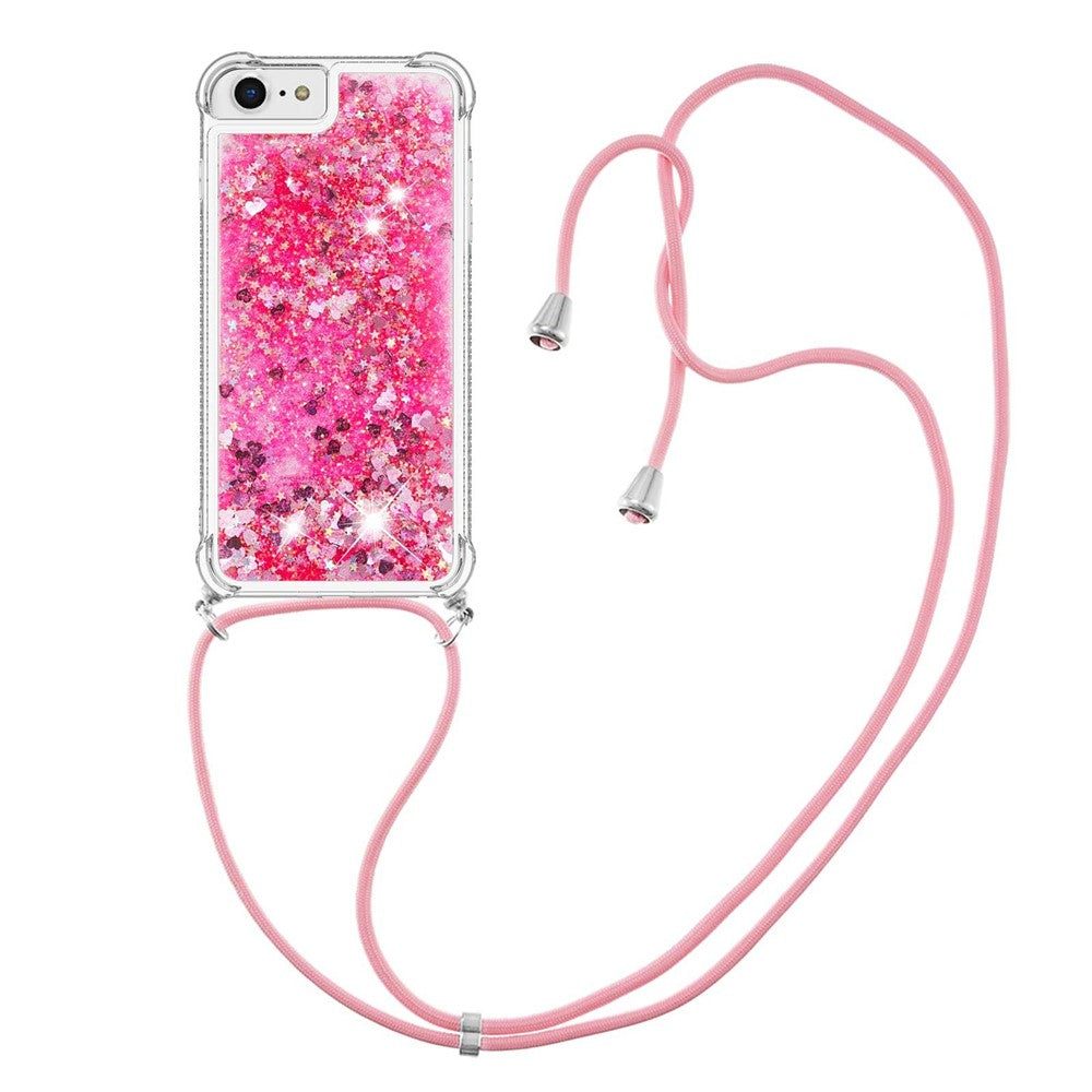 For iPhone SE (2022) / SE (2020) / 6 / 7 / 8 TPU Case Quicksand Design Phone Cover with Lanyard