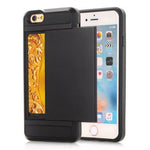 Scratch-proof Slide Card Holder PC + TPU Hybrid Case for iPhone SE (2020)/SE (2022)/8/7 4.7 inch - Black