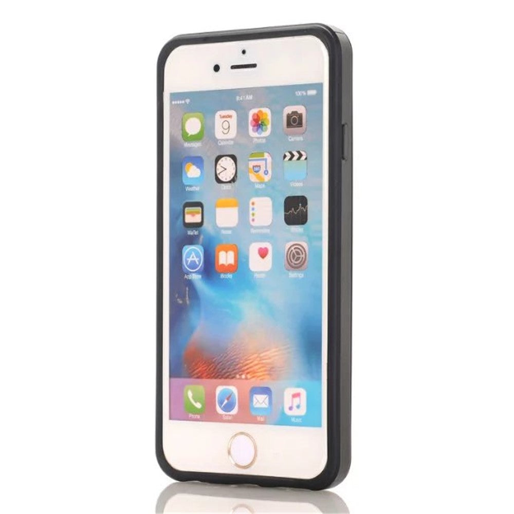 Scratch-proof Slide Card Holder PC + TPU Hybrid Case for iPhone SE (2020)/SE (2022)/8/7 4.7 inch - Black