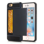 Scratch-proof Slide Card Holder PC + TPU Hybrid Case for iPhone SE (2020)/SE (2022)/8/7 4.7 inch - Black