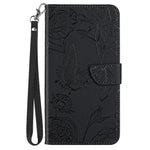 For iPhone SE (2022)/SE (2020)/8/7 4.7 inch Leather Phone Cover Stand Skin-touch Feeling Butterfly Flower Pattern Imprinted Pattern Flip Wallet with Wrist Strap