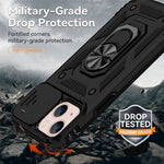 For iPhone 13 mini 5.4 inch Mobile Phone Cover Slide Camera Protection Ring Kickstand Hybrid PC + TPU Phone Case