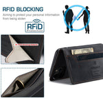 AUTSPACE A01-serien til iPhone 11 Pro Max 6,5 tommer PU-læderetui RFID Blokerende Pung Stander Flip Cover