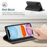 AUTSPACE A01-serien til iPhone 11 Pro Max 6,5 tommer PU-læderetui RFID Blokerende Pung Stander Flip Cover