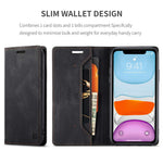 AUTSPACE A01-serien til iPhone 11 Pro Max 6,5 tommer PU-læderetui RFID Blokerende Pung Stander Flip Cover