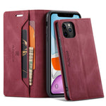 AUTSPACE A01-serien til iPhone 11 Pro Max 6,5 tommer PU-læderetui RFID Blokerende Pung Stander Flip Cover