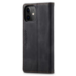 AUTSPACE A01-serien til iPhone 12/12 Pro, 6,1-tommers PU-lædercover med RFID-blokerende pung og foldbart stativ