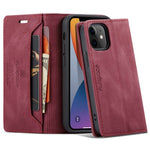 AUTSPACE A01-serien til iPhone 12/12 Pro, 6,1-tommers PU-lædercover med RFID-blokerende pung og foldbart stativ