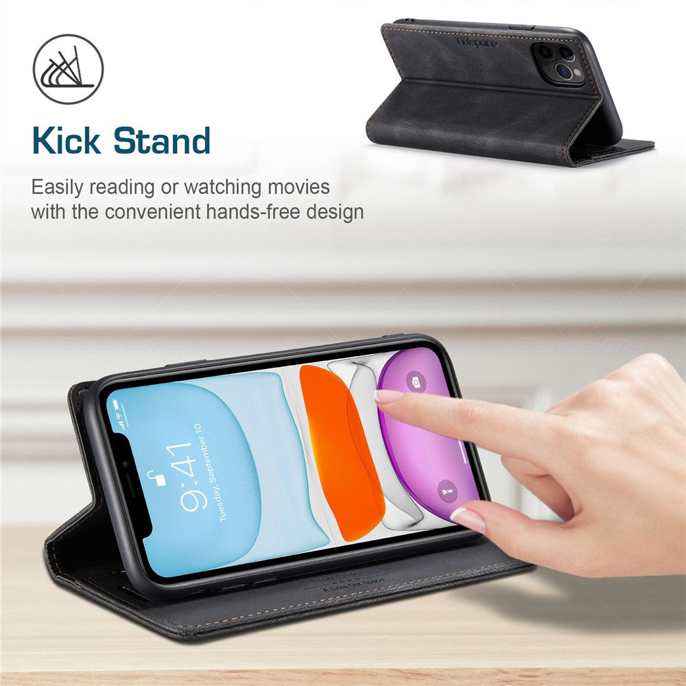 AUTSPACE A01 Series for iPhone 11 Pro 5.8 inch PU Leather Case RFID Blocking Wallet Stand Flip Cover