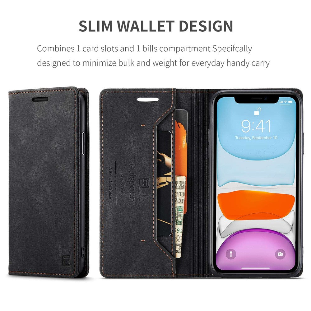 AUTSPACE A01 Series for iPhone 11 Pro 5.8 inch PU Leather Case RFID Blocking Wallet Stand Flip Cover