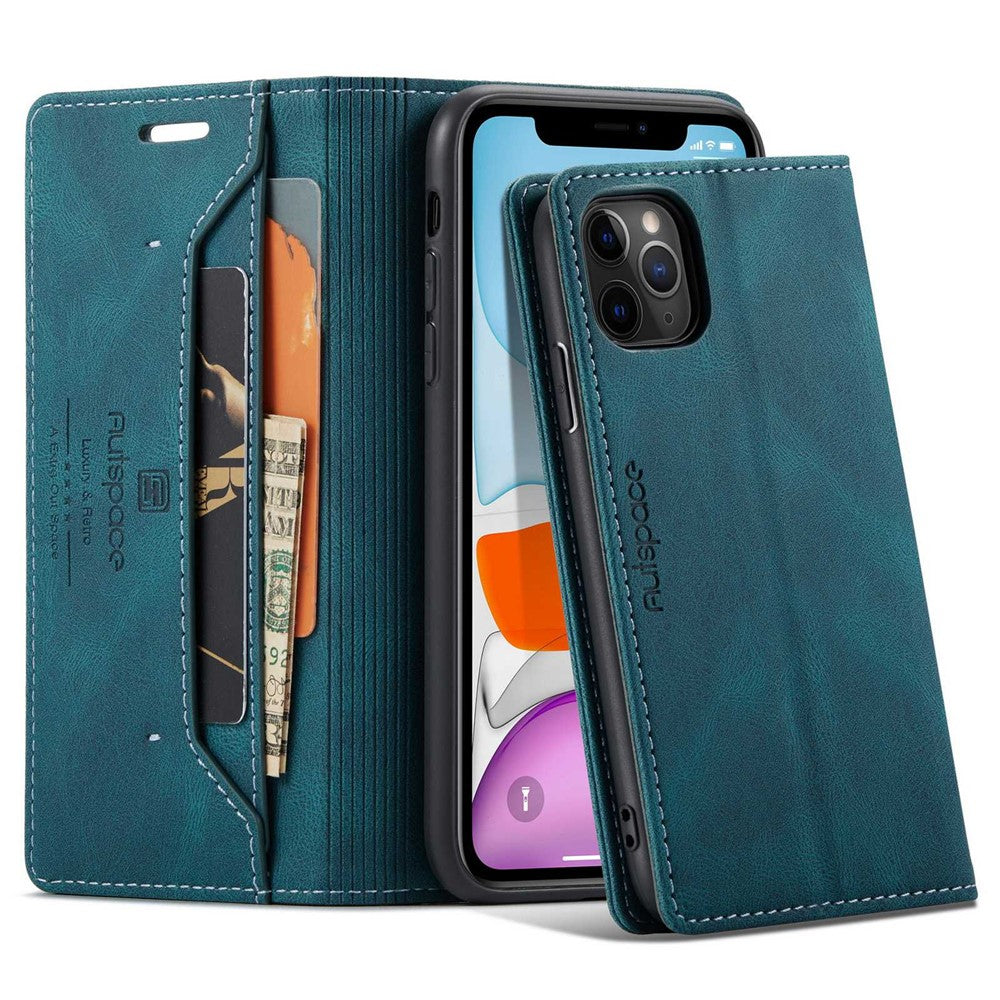 AUTSPACE A01 Series for iPhone 11 Pro 5.8 inch PU Leather Case RFID Blocking Wallet Stand Flip Cover
