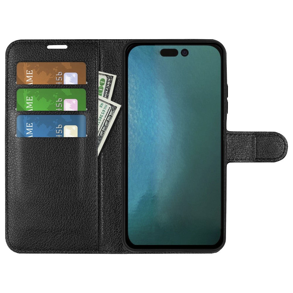 For iPhone 14 Pro Max 6.7 inch Litchi Texture PU Leather Cover All-Round Protection Stand Magnetic Flip Wallet Case