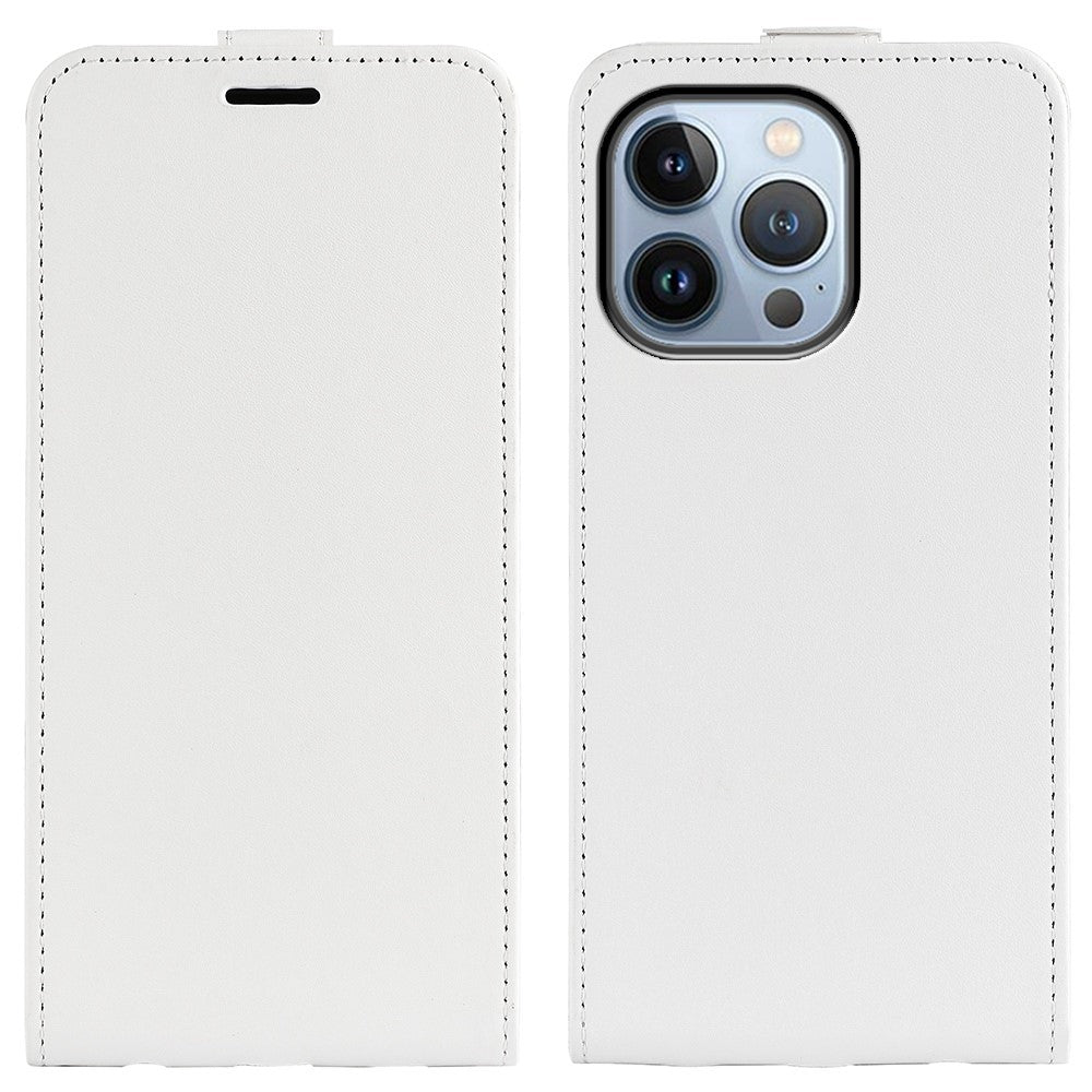 Til iPhone 14 Pro Max 6,7 tommer vertikalt flip-cover med Crazy Horse tekstur PU-læder magnetisk lås telefoncover med kortholder