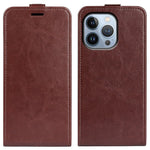 Til iPhone 14 Pro Max 6,7 tommer vertikalt flip-cover med Crazy Horse tekstur PU-læder magnetisk lås telefoncover med kortholder