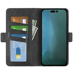 For iPhone 14 Pro Max 6.7 inch Textured PU Leather Wallet Case Double Magnetic Clasp Durable Shockproof Stand Flip Cover