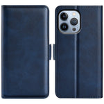 For iPhone 14 Pro Max 6.7 inch Textured PU Leather Wallet Case Double Magnetic Clasp Durable Shockproof Stand Flip Cover