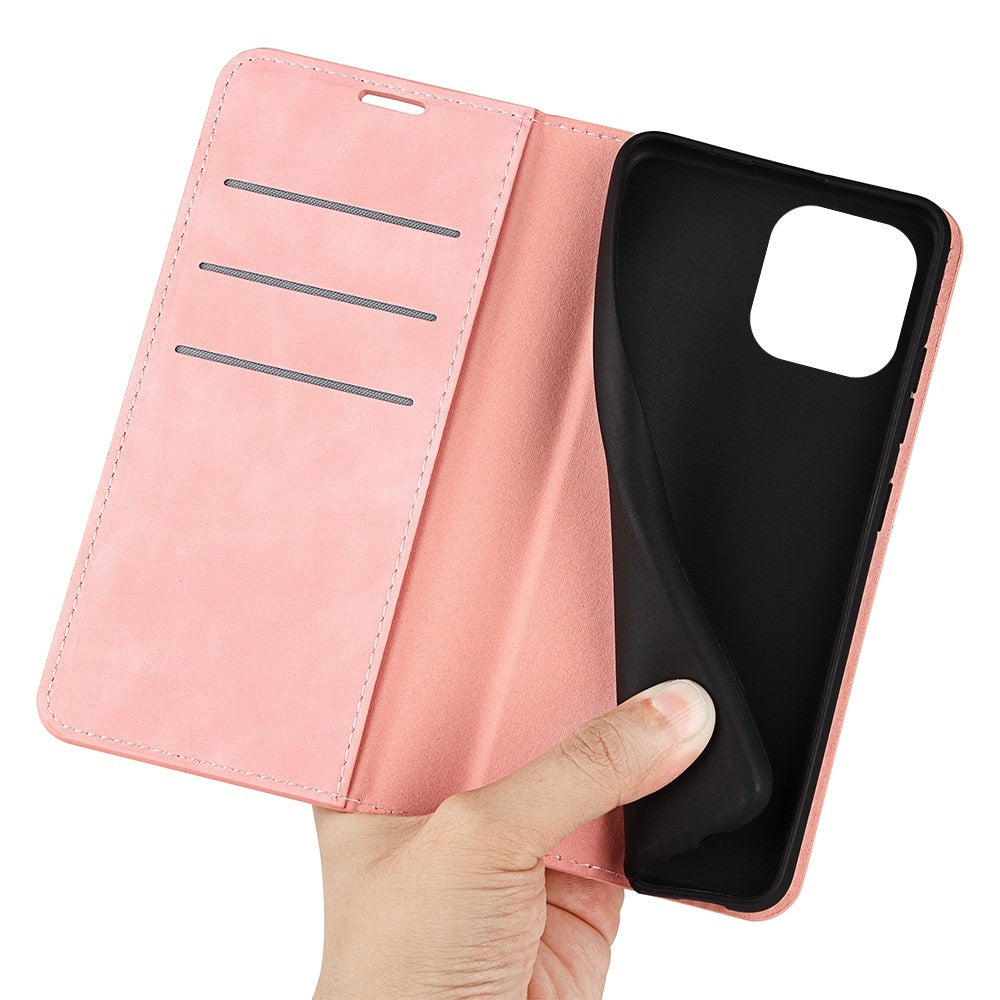 Til iPhone 14 Pro Max 6.7 tommer Blødt Skind Følelse Læder Folio Bog Flip Cover Horisontal Visningsstander Magnetisk Absorption Telefoncover