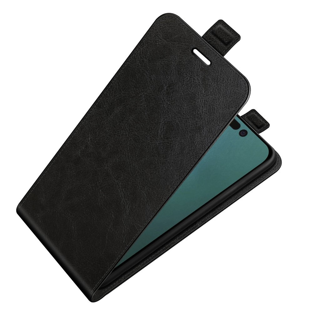 For iPhone 14 Pro 6.1 inch Vertical Flip Drop-proof Cover Crazy Horse Texture PU Leather Cell Phone Case with Card Holder