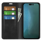 For iPhone 14 Pro 6.1 inch Soft Skin Feeling Leather Folio Book Flip Cover Horizontal Viewing Stand Magnetic Absorption Phone Case