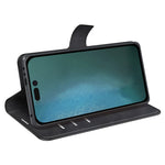 For iPhone 14 Pro 6.1 inch Anti-fall Textured PU Leather Phone Case Magnetic Closing Phone Protector with Wallet Stand