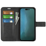 For iPhone 14 Pro 6.1 inch Anti-fall Textured PU Leather Phone Case Magnetic Closing Phone Protector with Wallet Stand