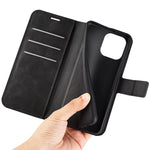 For iPhone 14 Pro 6.1 inch Anti-fall Textured PU Leather Phone Case Magnetic Closing Phone Protector with Wallet Stand