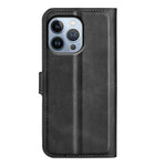 For iPhone 14 Pro 6.1 inch Anti-fall Textured PU Leather Phone Case Magnetic Closing Phone Protector with Wallet Stand