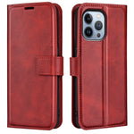 For iPhone 14 Pro 6.1 inch Anti-fall Textured PU Leather Phone Case Magnetic Closing Phone Protector with Wallet Stand