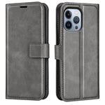 For iPhone 14 Pro 6.1 inch Anti-fall Textured PU Leather Phone Case Magnetic Closing Phone Protector with Wallet Stand