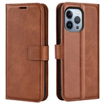 For iPhone 14 Pro 6.1 inch Anti-fall Textured PU Leather Phone Case Magnetic Closing Phone Protector with Wallet Stand