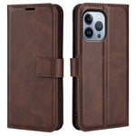 For iPhone 14 Pro 6.1 inch Anti-fall Textured PU Leather Phone Case Magnetic Closing Phone Protector with Wallet Stand