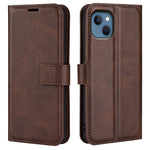 For iPhone 14 Plus 6.7 inch Textured PU Leather Side Magnetic Closure Phone Case Wallet Stand Shell