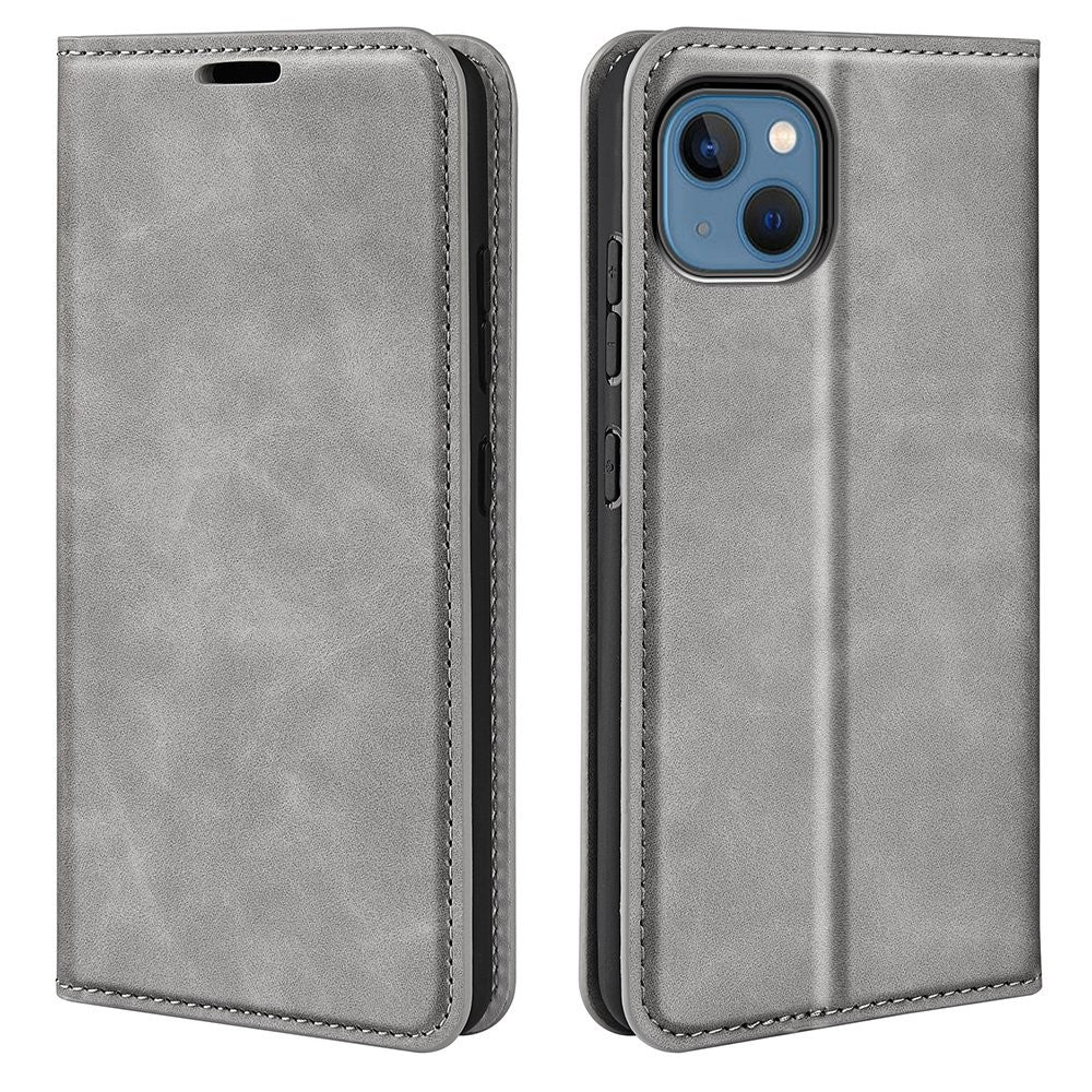 Til iPhone 14 Plus 6,7 tommer Skin Touch Feeling Folio Flip Lædercover Mobiltelefonholder Pung Beskyttende Cover