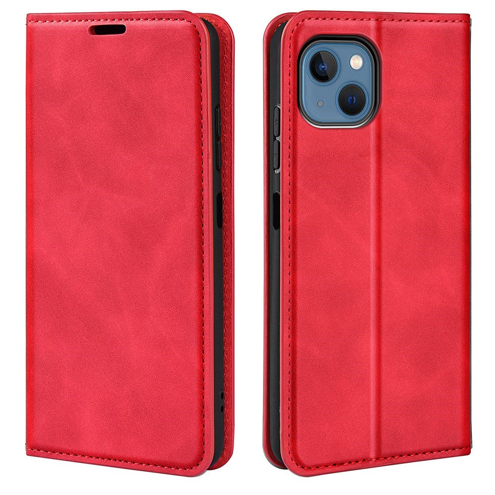 Til iPhone 14 Plus 6,7 tommer Skin Touch Feeling Folio Flip Lædercover Mobiltelefonholder Pung Beskyttende Cover