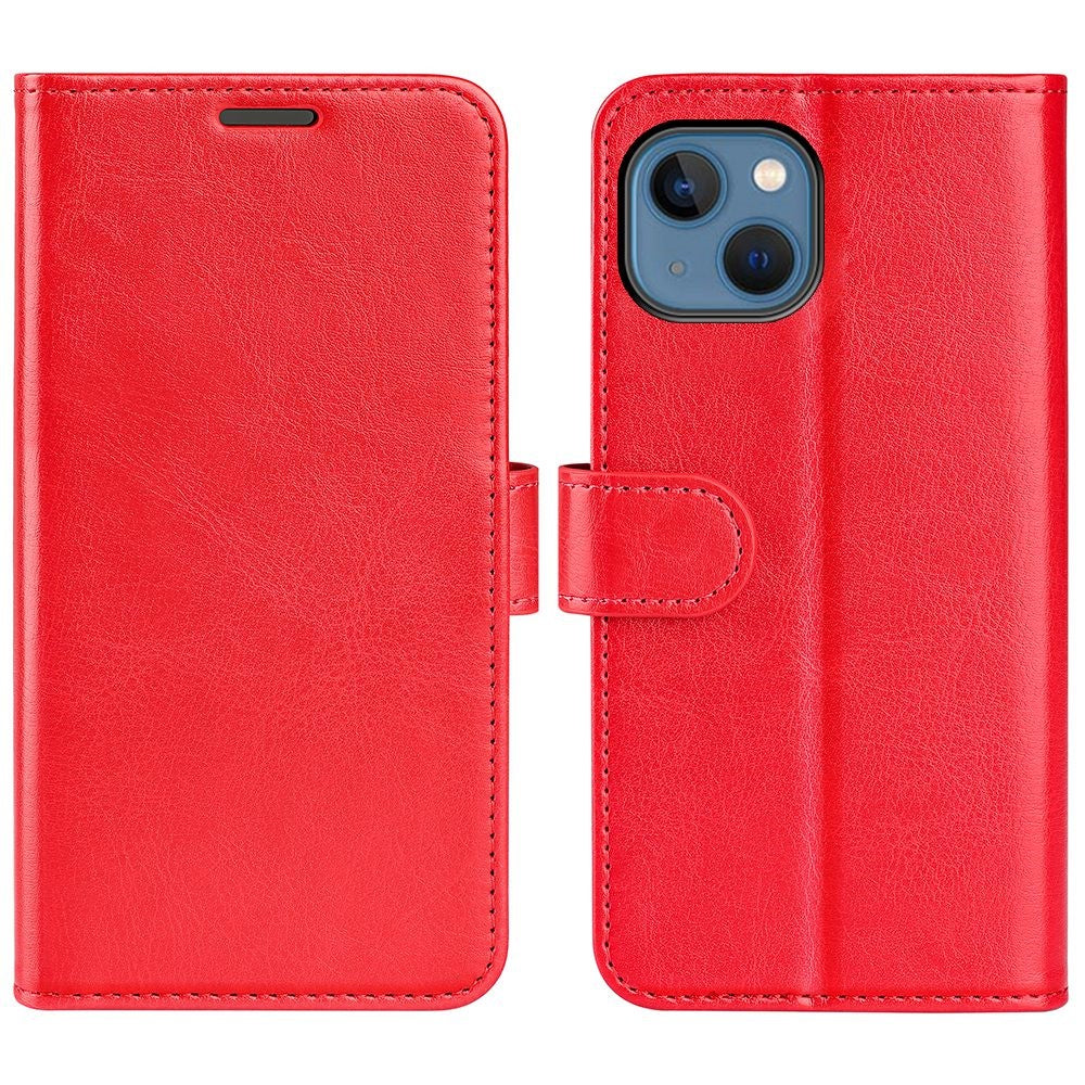 Til iPhone 14 Plus 6,7 tommer Crazy Horse tekstur flip folio telefonetui PU læder + TPU pung stativ magnetisk cover