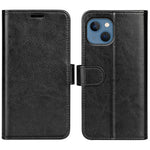 For iPhone 14 Plus 6.7 inch Crazy Horse Texture Flip Folio Phone Case PU Leather + TPU Wallet Stand Magnetic Cover