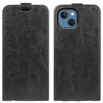 Til iPhone 14 Plus 6,7 tommer stødsikkert, lodret flip-etui med Crazy Horse-tekstur, PU-læder, magnetisk lukning, telefoncover med kortholder